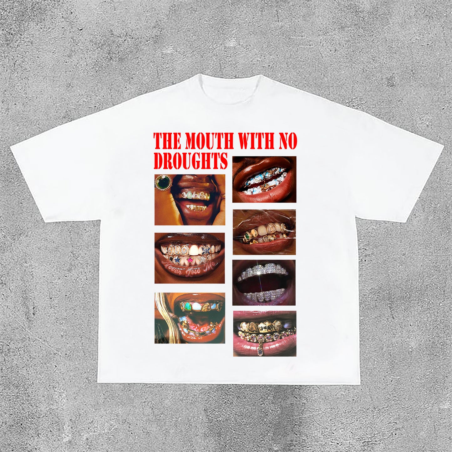 Vercoo Vintage The Mouth With No Droughts Print Cotton T-Shirt