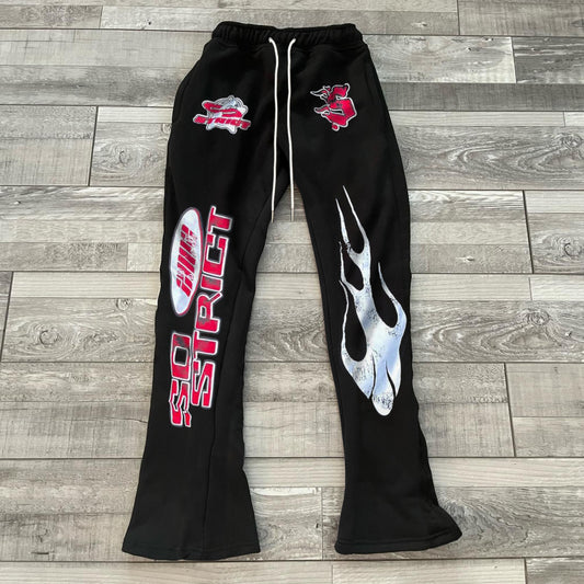 Vercoo Vintage Street Style Graphic Stylish Casual Flared Sweatpants