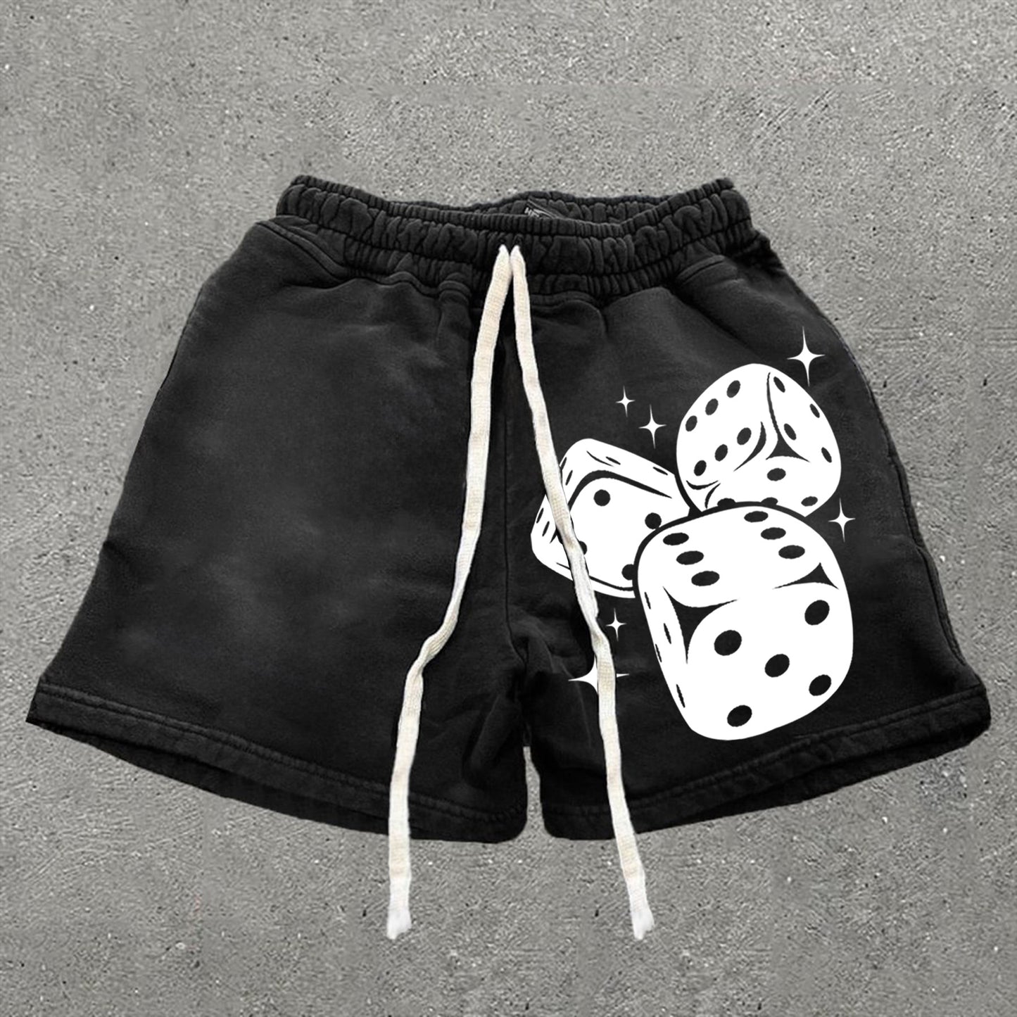 Fun Dice Print Drawstring Street Shorts