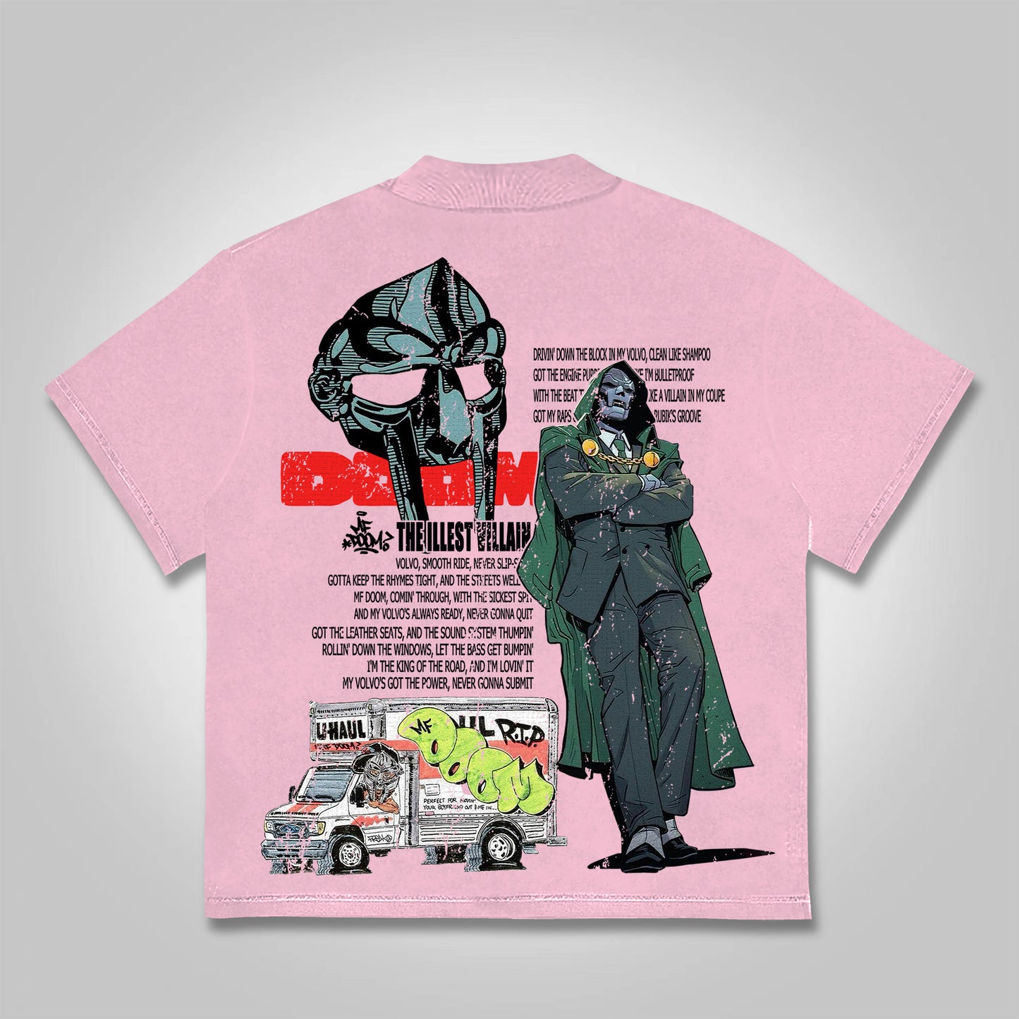 Vercoo Vintage The Illest Villain Mf Doom Graphic Print Cotton T-Shirt