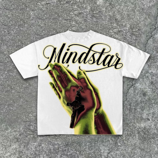 Mindstar - Hand Of Prayer Pattern Cotton T-Shirt