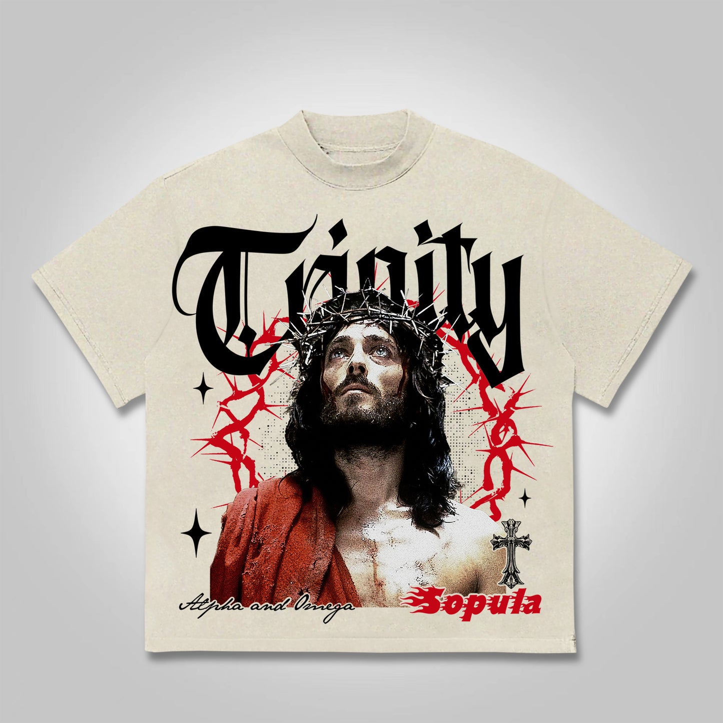 Vintage Thorn Jesus Graphic Cotton T-shirt