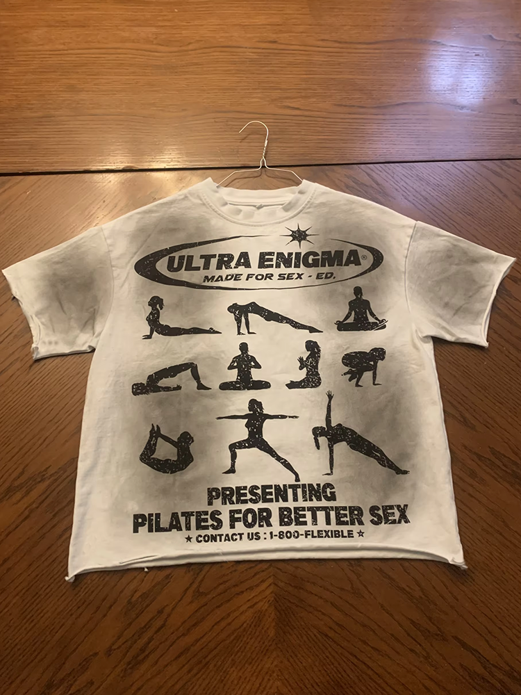 Vintage Presenting Pilates For Better Sex Graphic Cotton T-Shirt