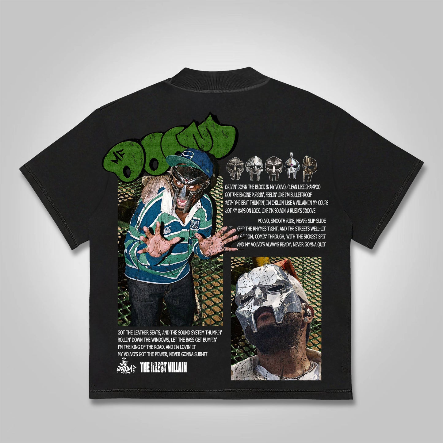 Vercoo Vintage The Illest Villain Mf Doom Graphic Print Cotton T-Shirt