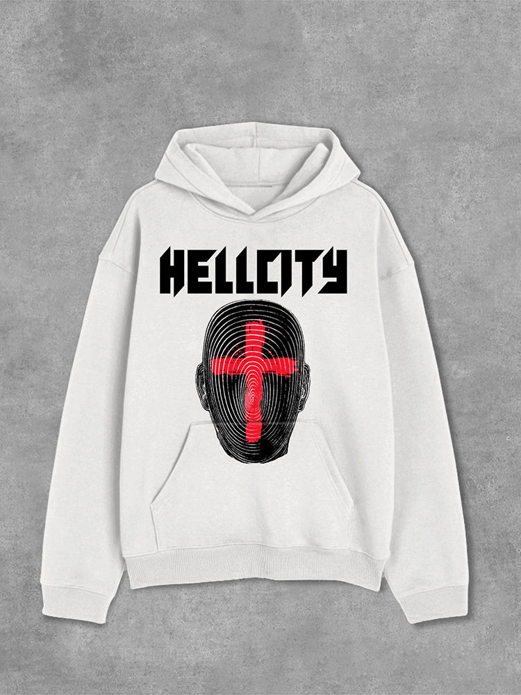 Fashion Hellcity-New Printed Pattern Design Pocket Hoodie