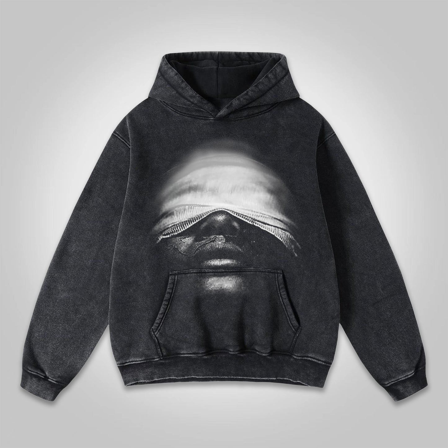 Vintage Mummy Portrait Graphic Washed Pocket Hoodie