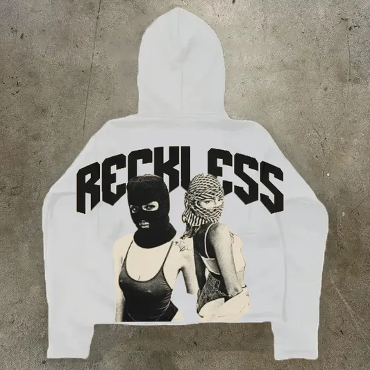 Vercoo Vintage Reckless Graphics Pocket Hoodie