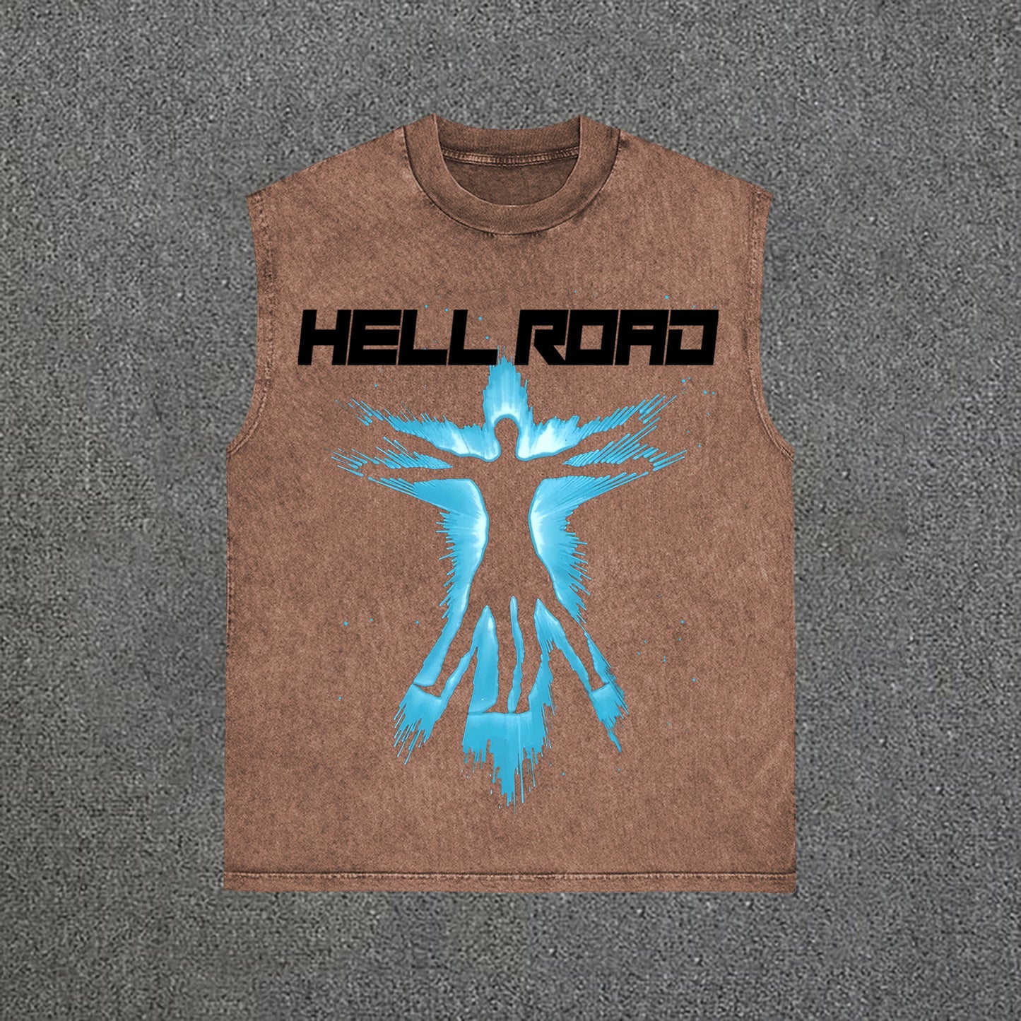 Hell Road Retro Portrait Graphic Print Vintage Wash Sleeveless Tank Top