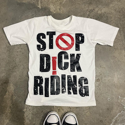 Vercoo Vintage Unisex Stop D Ck Riding Graphic Cotton T-Shirt