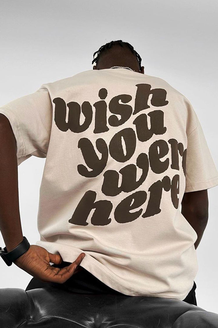 Vercoo Wish You Were Here Graphic Print T-Shirt