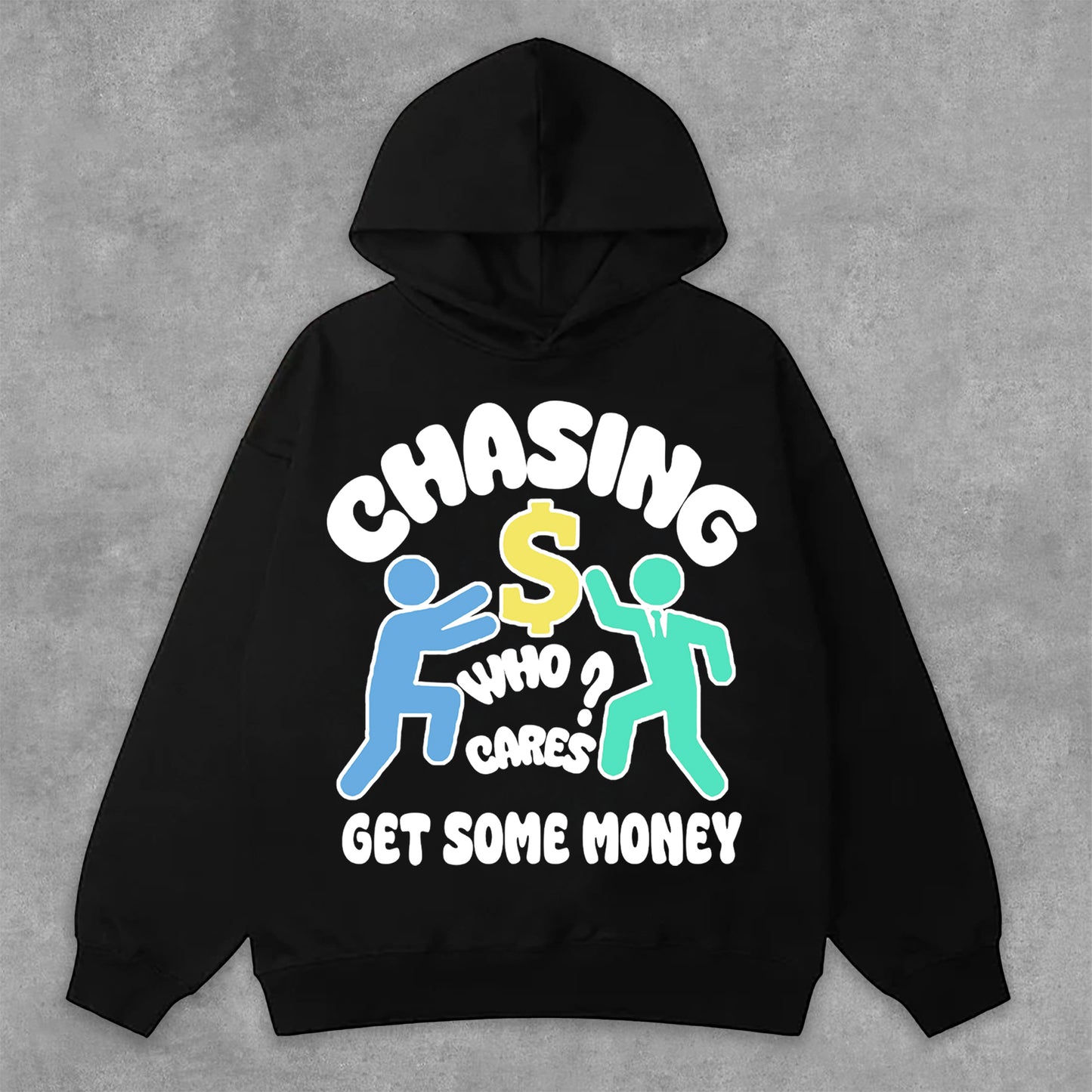 Men's Chasing Money Graphic Print Pockets Hoodie