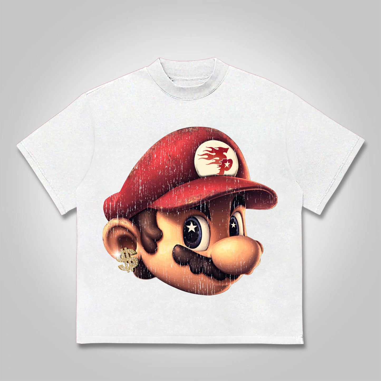 Vercoo Y2k Vintage Cartoon Game Big Head Cotton T-shirt