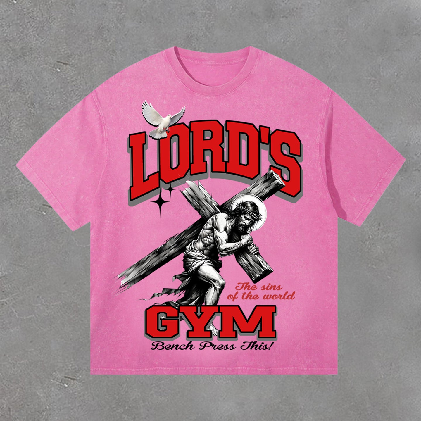 Lord's Gym Print Acid Washed T-Shirt