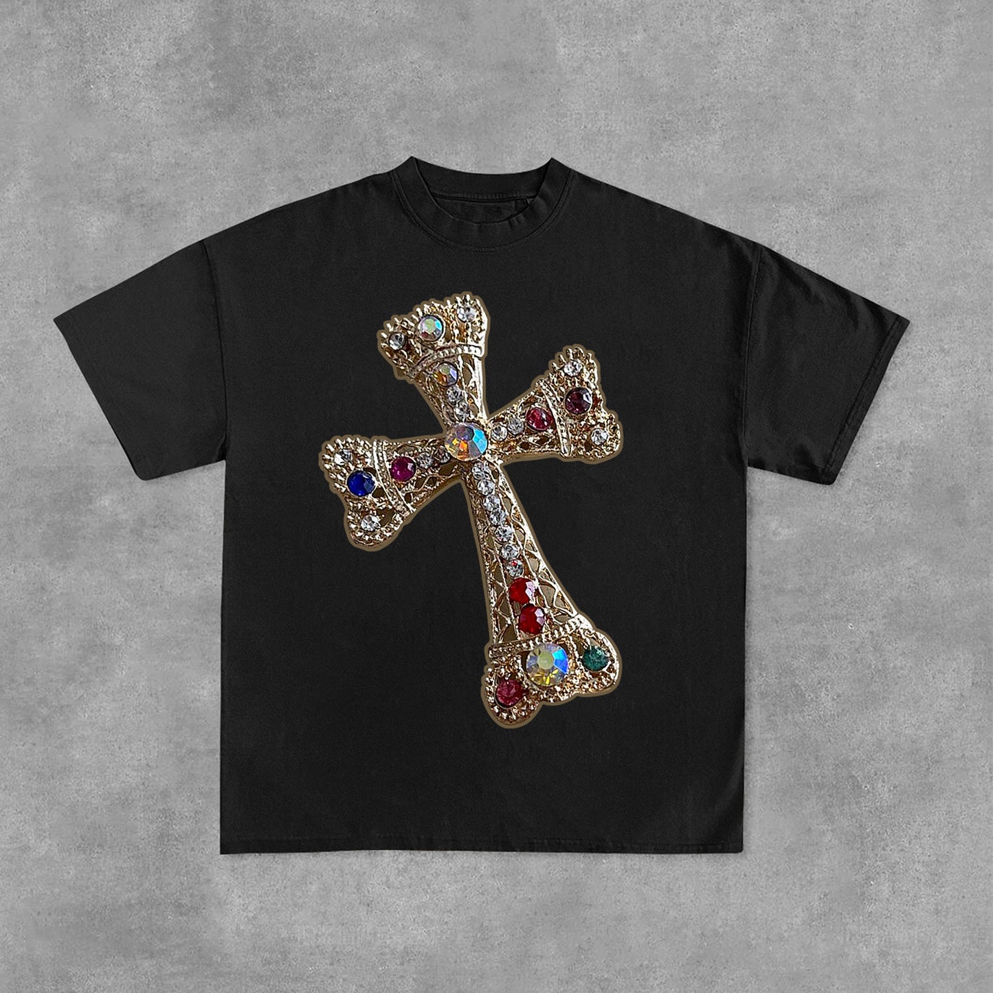 Diamond Cross Graphic Print Cotton T-Shirt