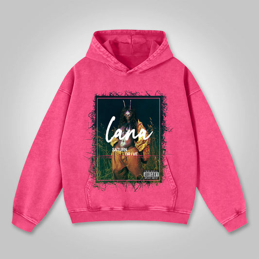 Vercoo Vintage SZA Graphics Lana Album Print Washed Hoodie