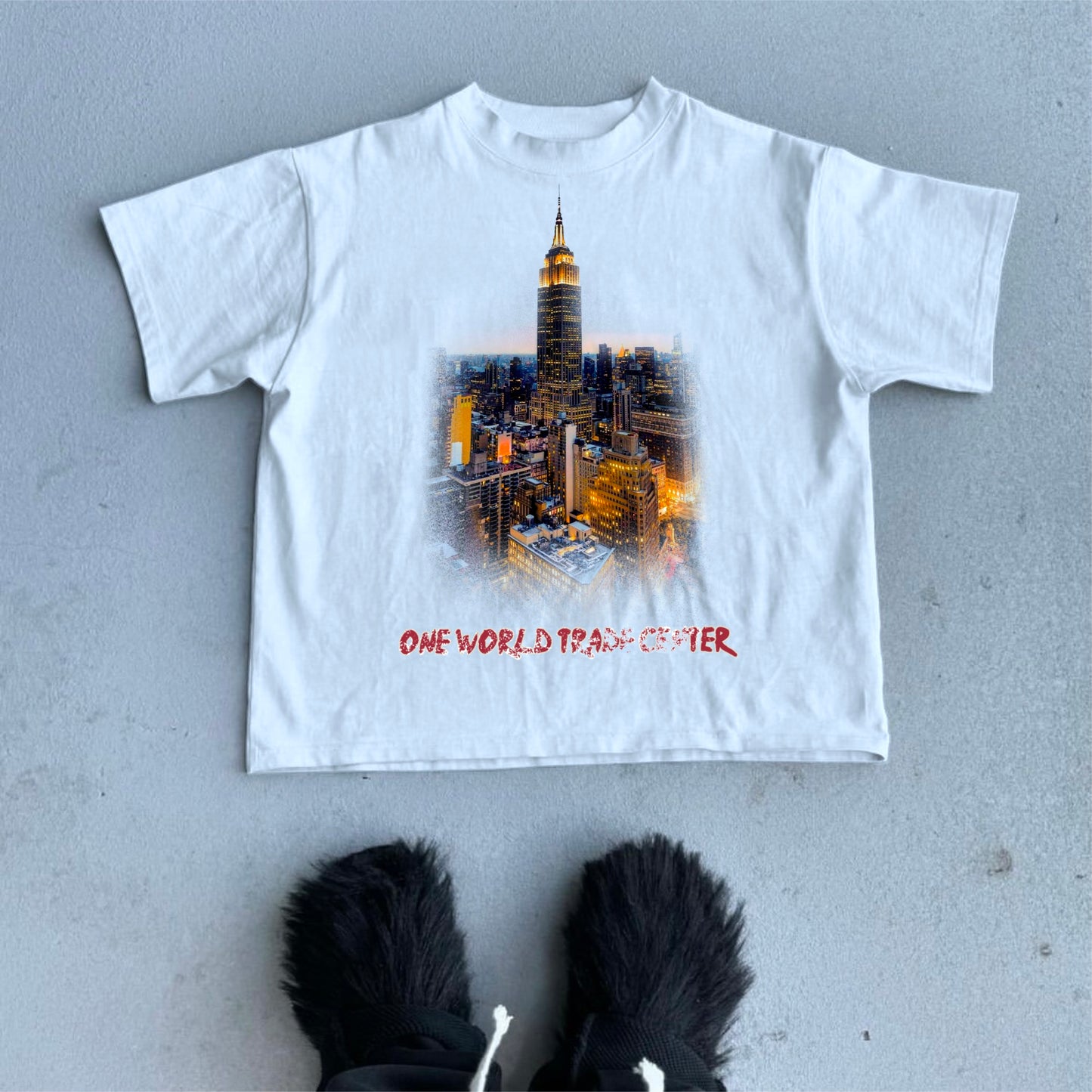 New York Limited - No 1 World Trade Center Old Print Graphic Cotton T-Shirt