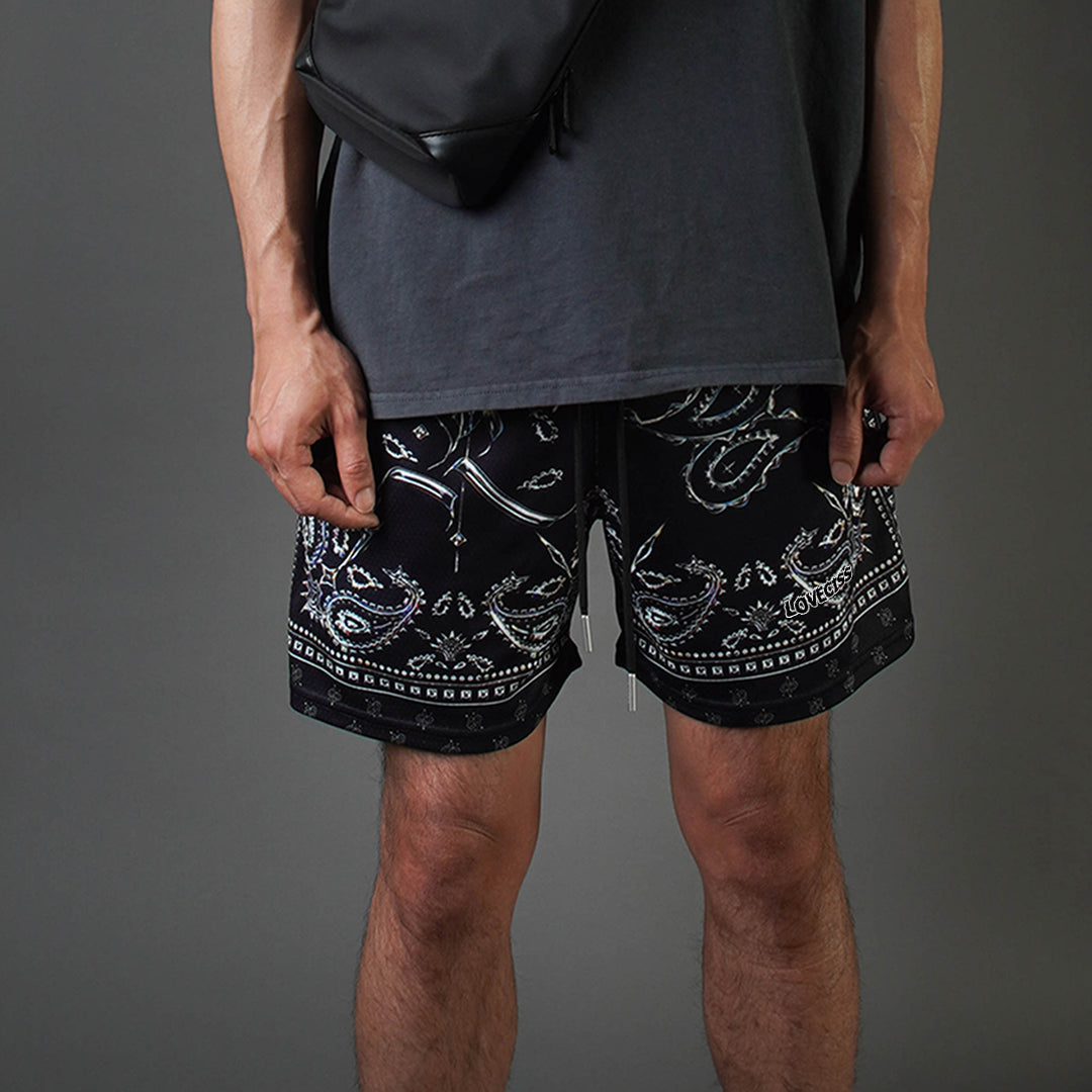 Chrome Bandana Fundamental Printing Casual Mesh Shorts