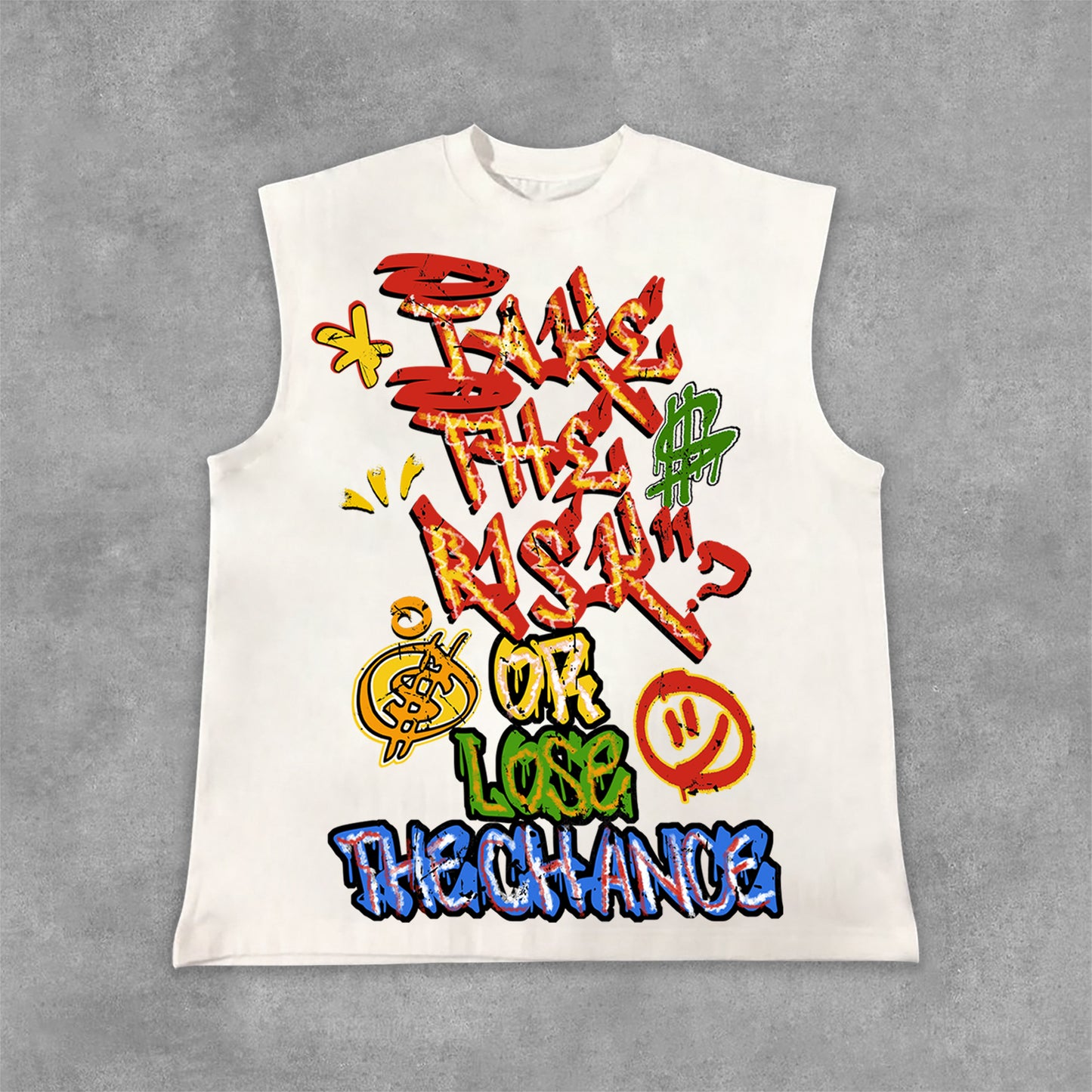 Vercoo Vintage Take The Risk Or Lose The Chance Graphic Print Cotton Tank Top