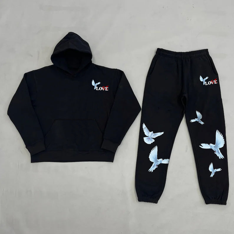 Vercoo You're Lost Without Me Dove Graphic Tracksuit Unisex Men's Hoodie & Sweatpants