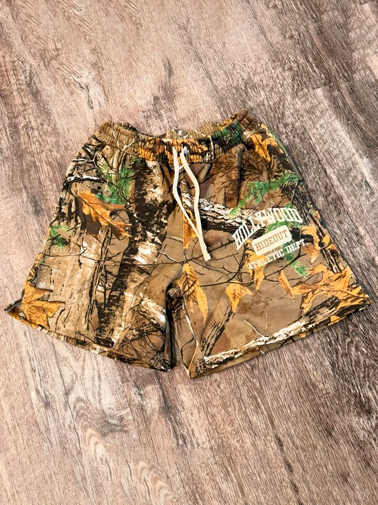 Vintage Jungle Print Graphics Mesh Shorts