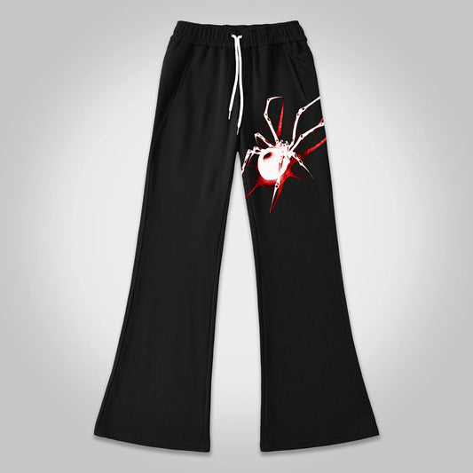 Vercoo Vintage Spider Graphics Print Flared Sweatpants