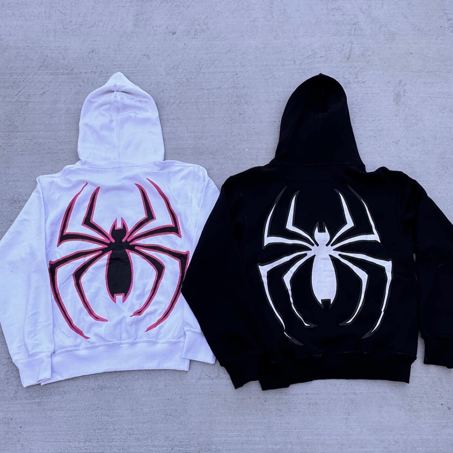 Vercoo Y2k Spider Print Graphic Couple Pullover Hoodie