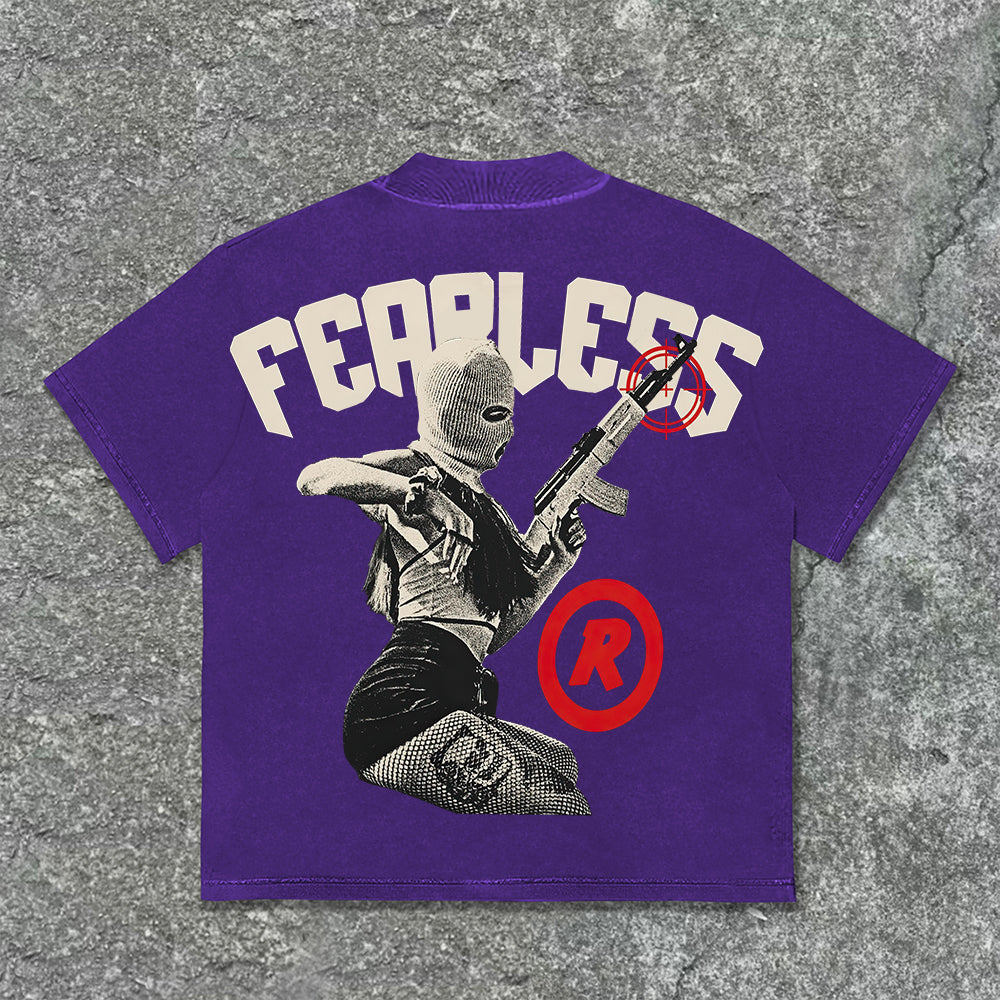 Vintage Fearless Cool Girl Print Graphic T-Shirt