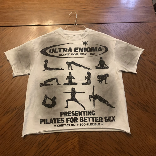 Vintage Presenting Pilates For Better Sex Graphic Cotton T-Shirt