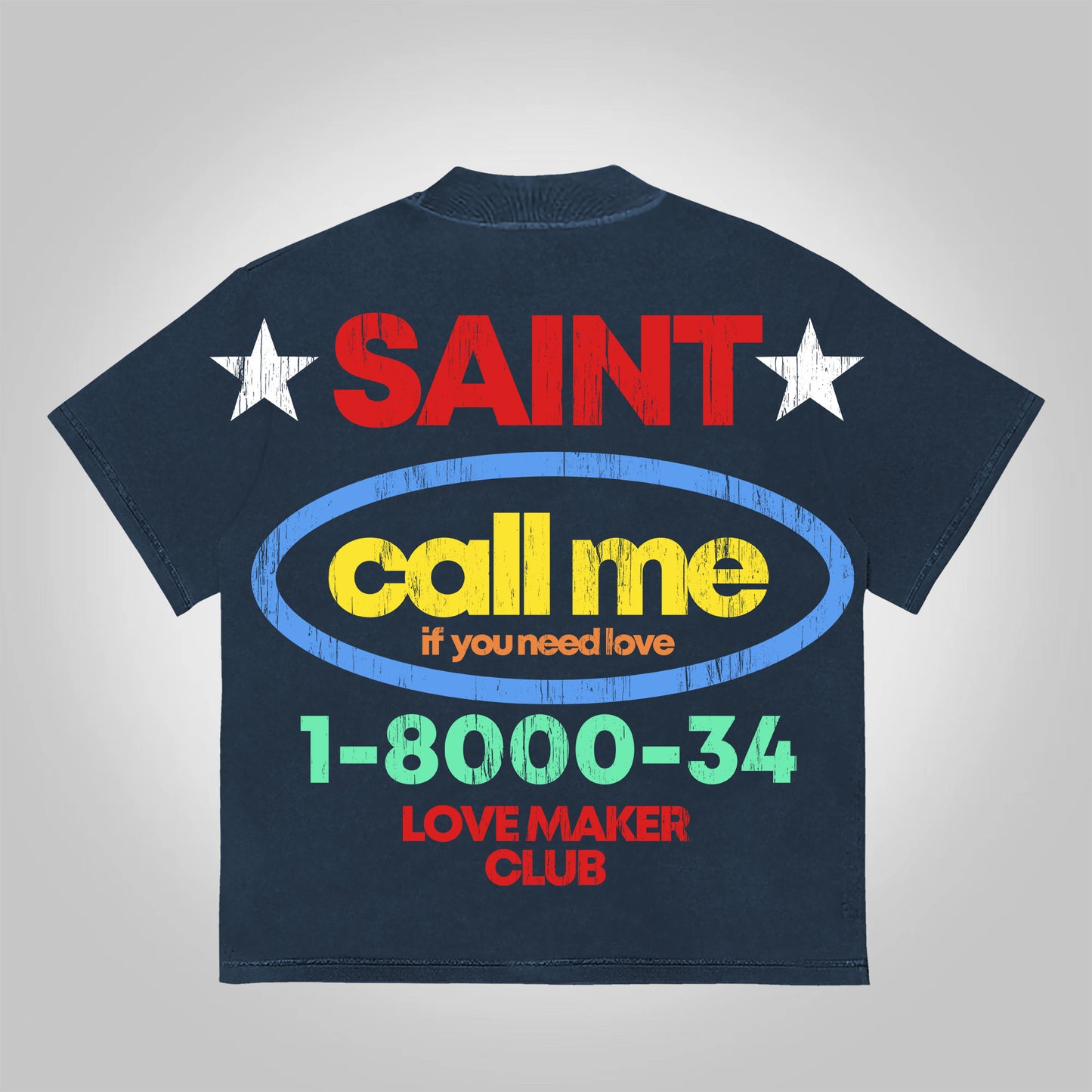 Vercoo Vintage Saint Call Me If You Need Love Graphic Short T-Shirt