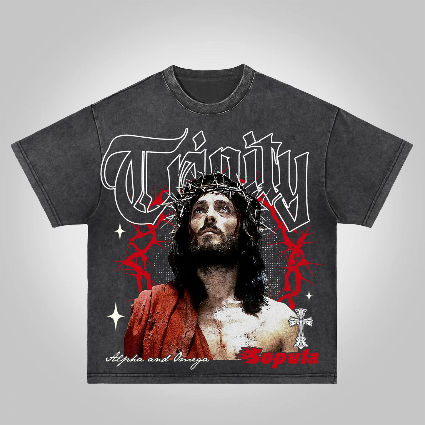 Vintage Thorn Jesus Graphic Acid Wash T-shirt