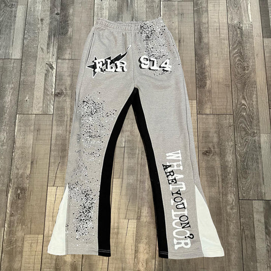 Y2k Fashion Vintage Graphic Gray Flared Sweatpants