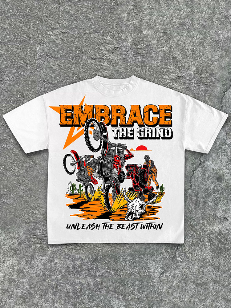 Vintage American Graphic - Embrace The Challenge Cotton T-Shirt