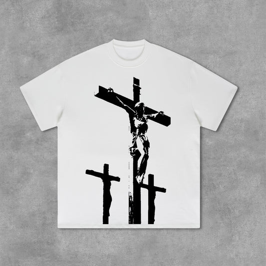 Jesus Cross Graphics Print Cotton T-Shirt