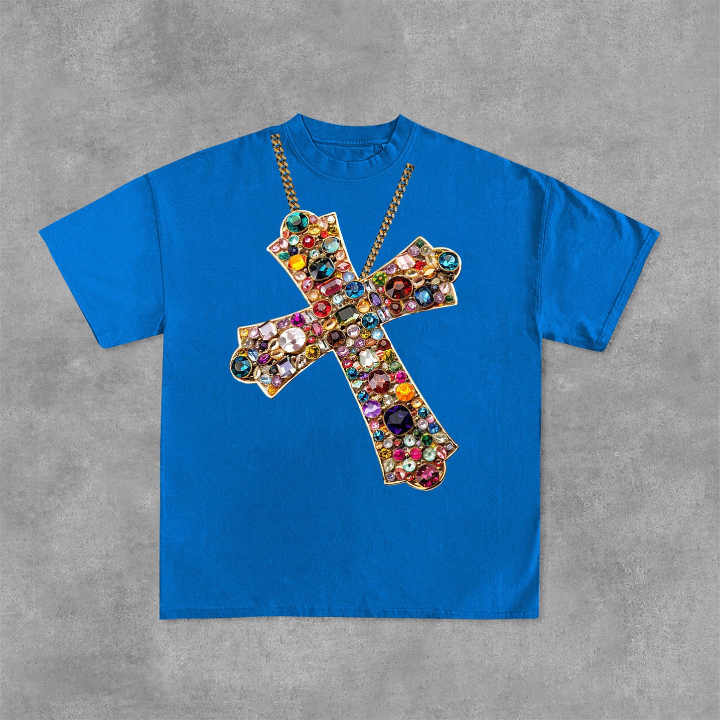 Diamond Cross Graphic Print Cotton T-Shirt