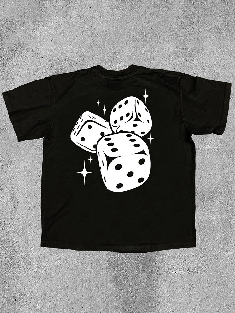 Fashionable Fun Dice Print Cotton T-Shirt