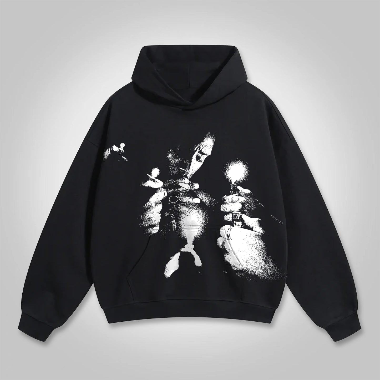 Vercoo Vintage Smoking Man Graphic Pocket Hoodie