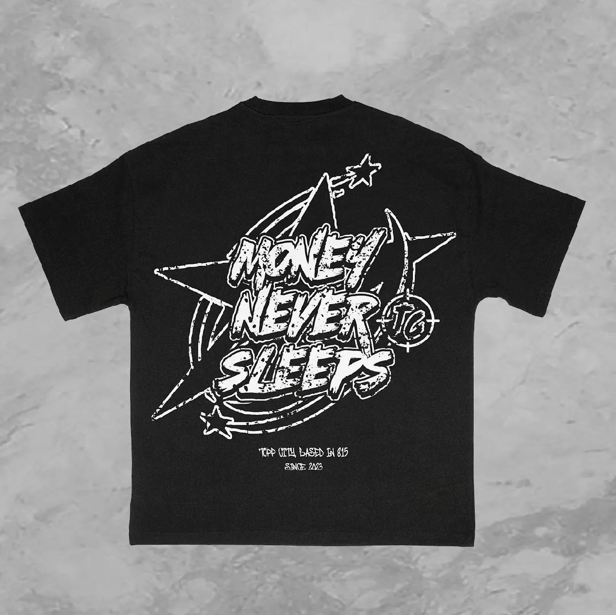 Vintage Money Never Sleeps Graphic Cotton T-Shirt