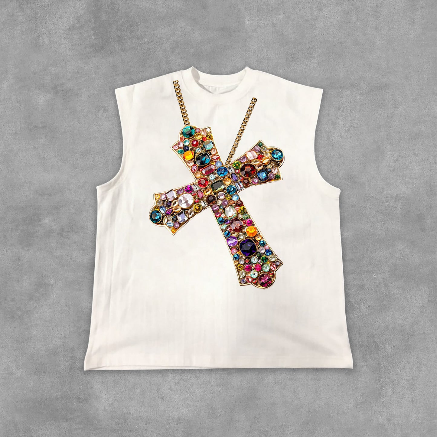 Diamond Cross Graphic Print Cotton Tank Top