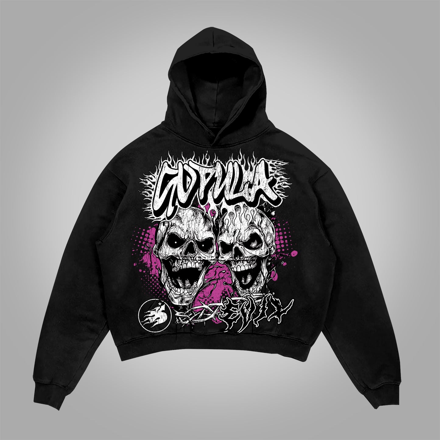 Vercoo You Better Know Evil Skull Graphic Pocket Hoodie