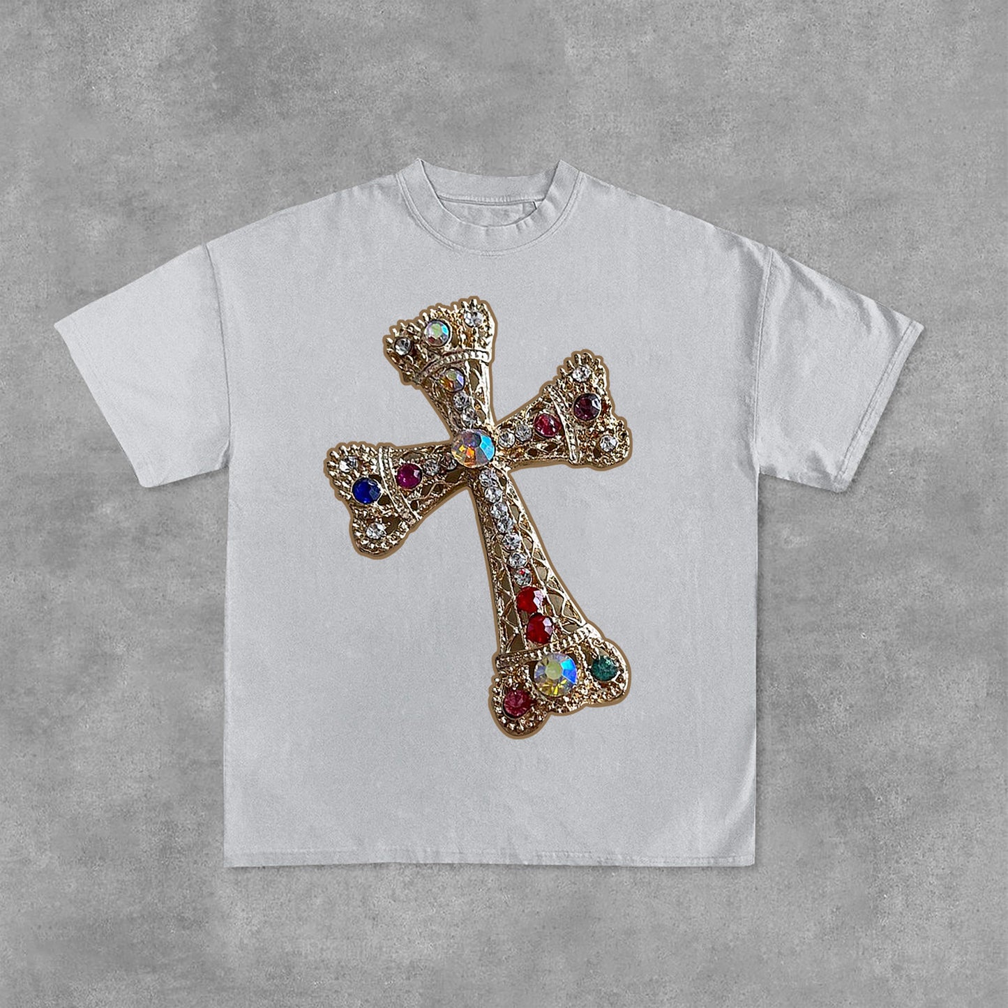 Diamond Cross Graphic Print Cotton T-Shirt