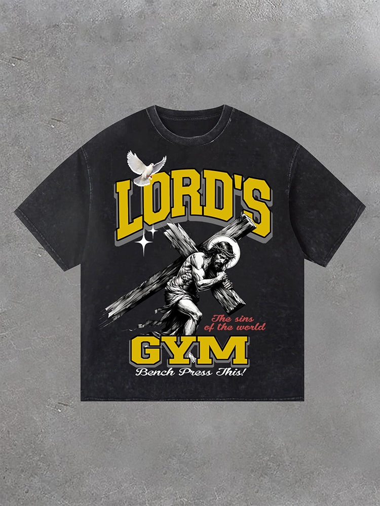 Lord's Gym Print Acid Washed T-Shirt