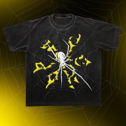 Vercoo Y2k Fashion Spider Graphic Print Cotton T-Shirt