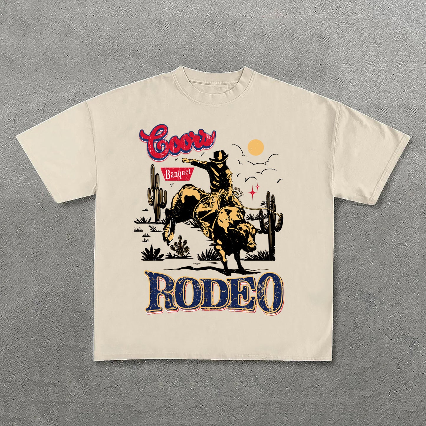 Vintage Western Cowboy Rodeo Graphic Cotton T-Shirt