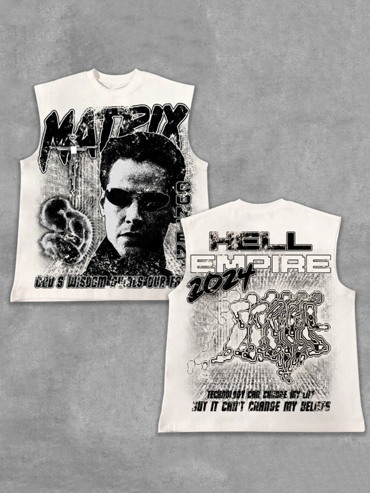 2024 The Matrix & Keanu - Old Vintage Graphic Cotton Sleeveless Vest