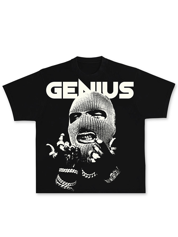 Men's Street Genius Graphic Casual Short Sleeve Cotton T-Shirt