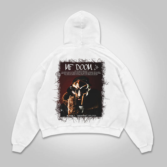 Vercoo Vintage The Illest Villain Mf Doom Graphic Print Pocket Hoodie