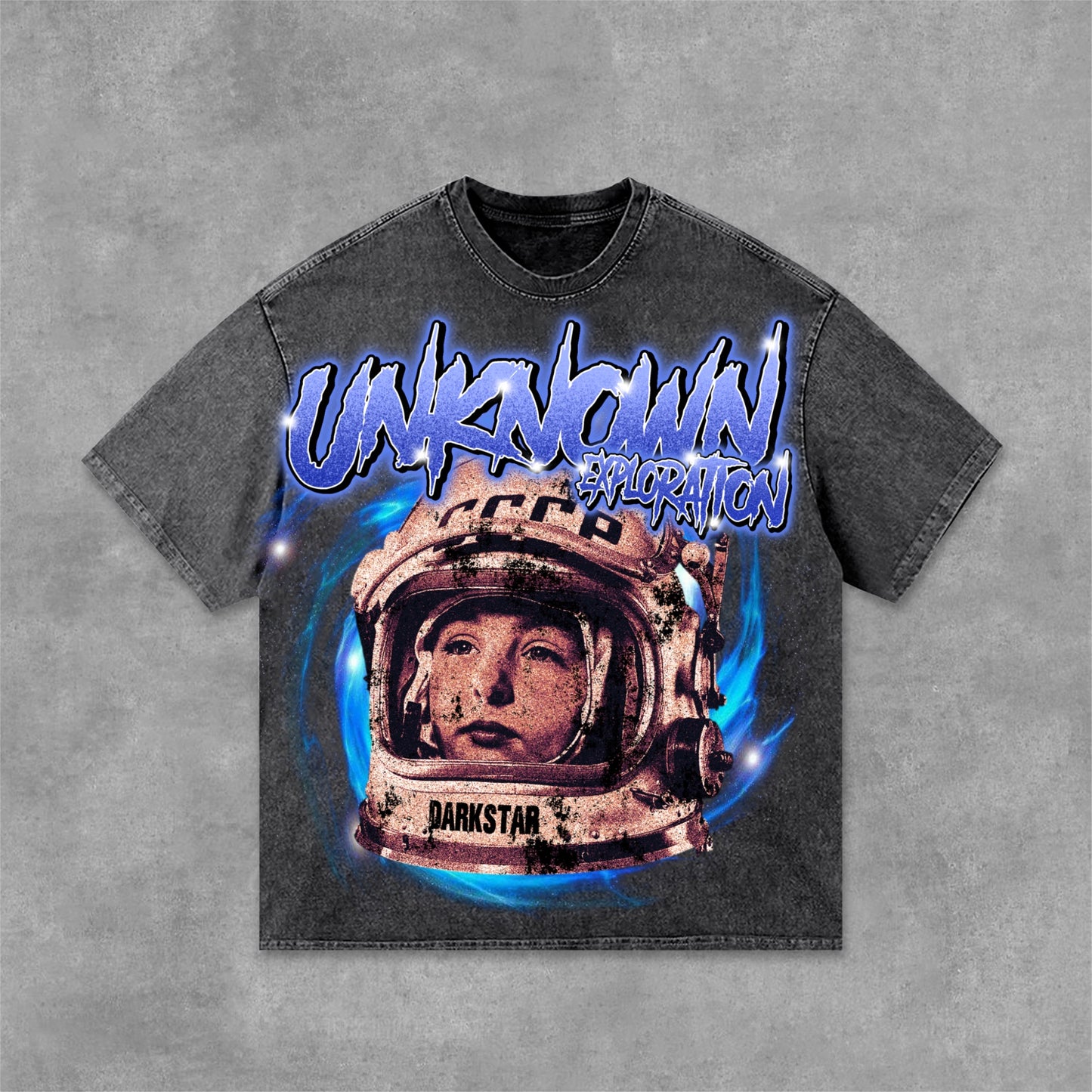 Darkstar - New Pattern Design - Astronaut & Starry Sky Acid Washed T-Shirt