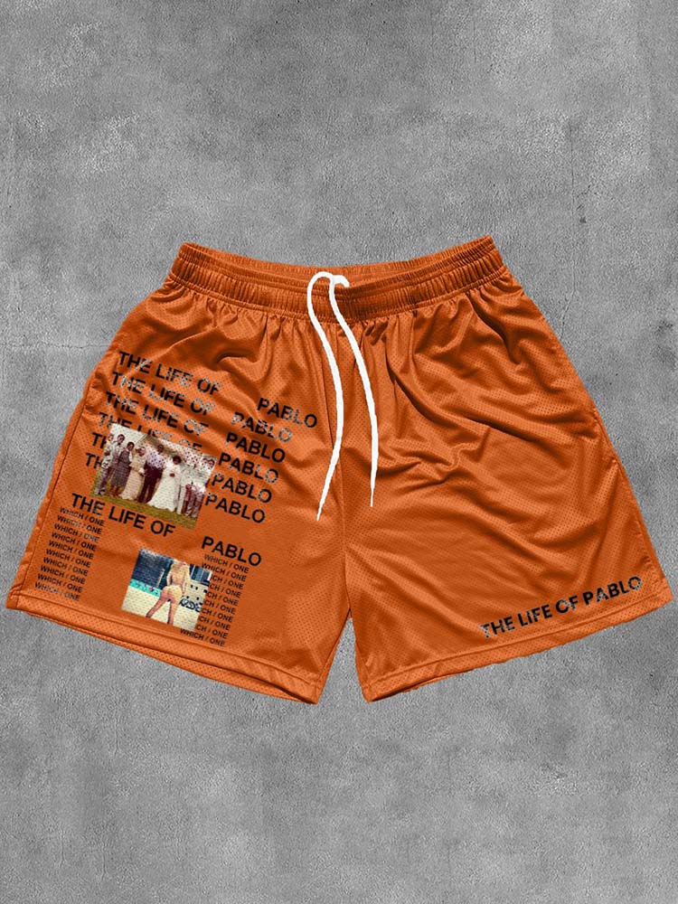 Vercoo Vintage The Life Of Pablo Graphics Mesh Shorts