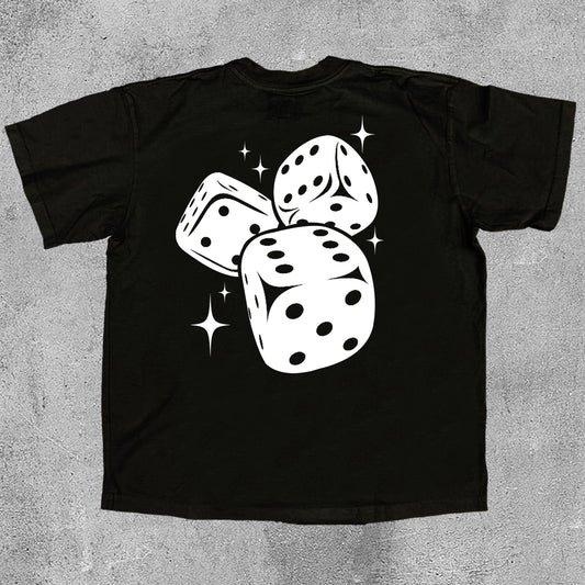 Fashionable Fun Dice Print Cotton T-Shirt