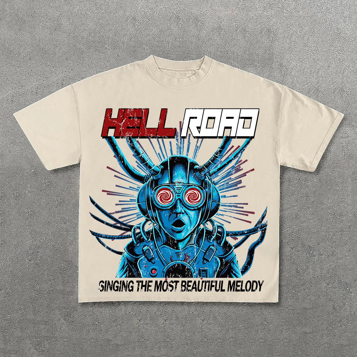 Hell Road Vintage Portrait Print Cotton T-Shirt